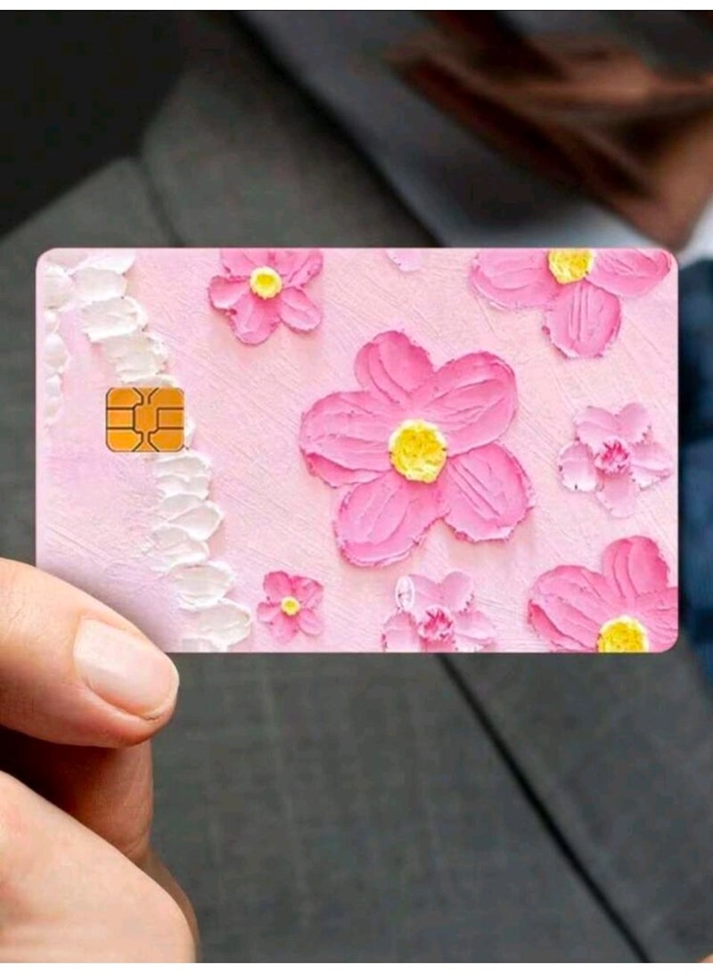 شي إن 3pcs Floral & Heart/Bow Painting Pattern PVC Stickers, Cute Landscape Debit/Credit Card Protector Skin, Creative Art Card Decals - Image 3