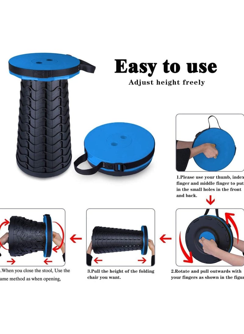 ELTRAZONE - Folding Stools for Adults Portable, Lightweight Portable Stool, Retractable Telescopic Seat for Children,Upgraded Small and Lightweight Expandable Stool for Outdoor Fishing Barbecue Travel - Image 1