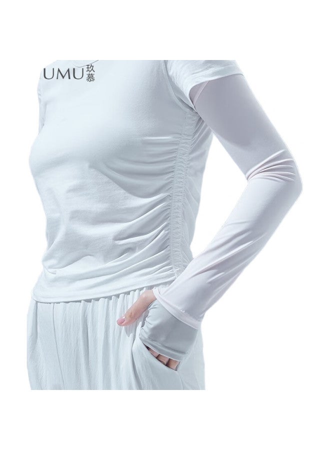 JIUMU Ice Silk Sun Protection Arm Sleeves For Women, Summer Driving Cycling Cooling Uv Protection Arm Covers - Image 3