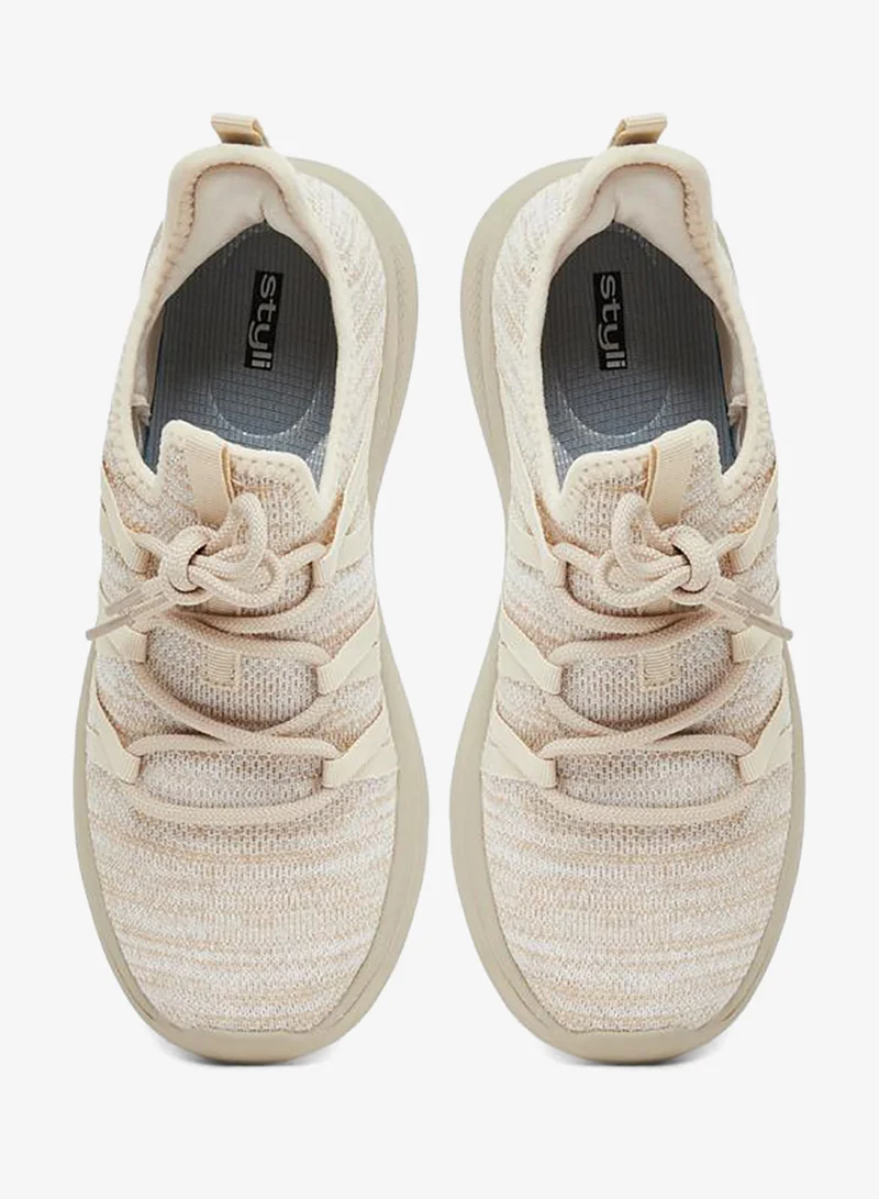 Styli  Melange Print Lace Up Sneakers for Women | Best Price UAE