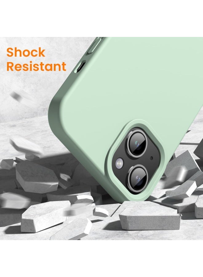 جراب متوافق مع iPhone 13/14 مقاس 6.1 بوصة، جراب هاتف نحيف من السيليكون السائل بثلاث طبقات مغطى بالكامل بجل ناعم مطاطي وغطاء واقٍ مقاس 6.1 بوصة (أخضر باهت) - Image 3