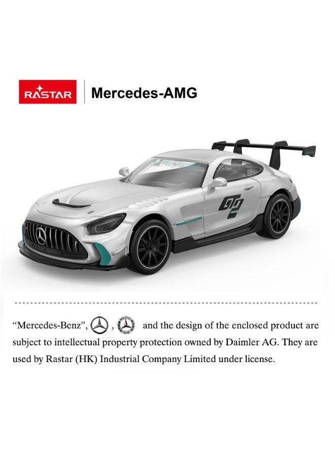 Rastar Mercedes-AMG GT Race Car Die-Cast Model – 1:43 Scale | Kids Toy Car | Metal Body | Pull-Back Action | Silver - Image 1