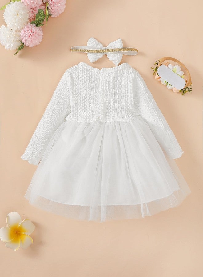 Renotemy Baby Girl Dresses 3-6 Months Solid Infant Girls Clothes Winter Baptism Dresses for Baby Girls White Wedding Dress Baby Girls Tulle Christmas Dresses 3-6 Month Girl Clothes - Image 3