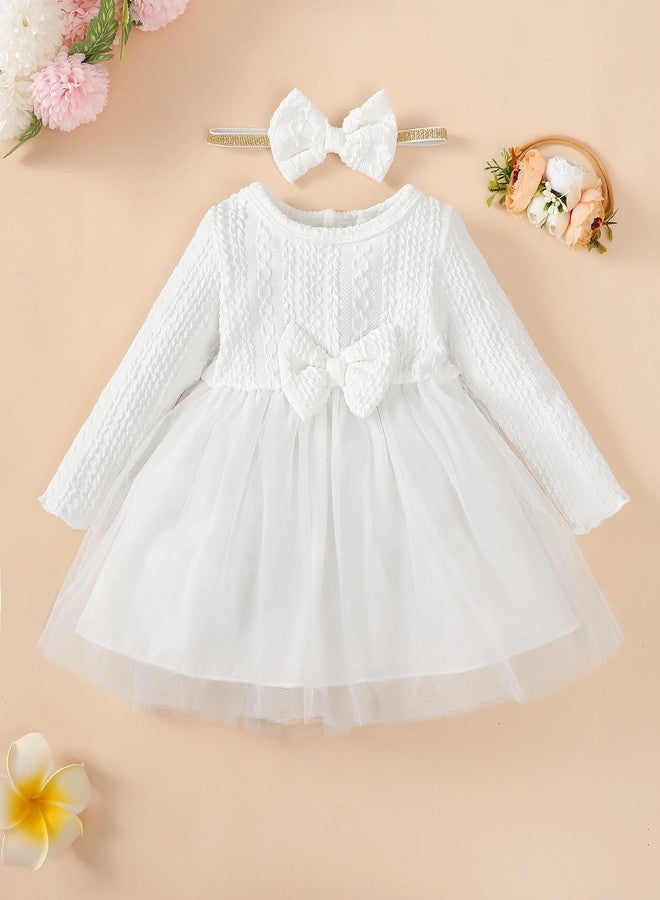 Renotemy Baby Girl Dresses 3-6 Months Solid Infant Girls Clothes Winter Baptism Dresses for Baby Girls White Wedding Dress Baby Girls Tulle Christmas Dresses 3-6 Month Girl Clothes - Image 2