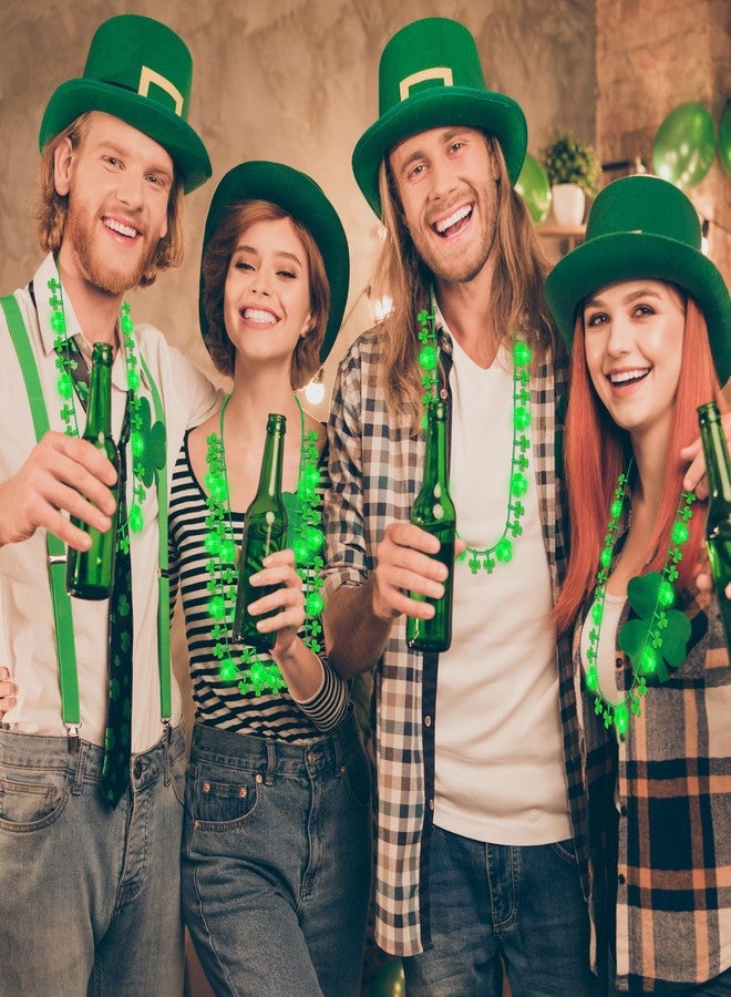 EOBOH 3PCS St Patricks Day Necklace, Light up St. Patricks Day Necklaces Bulk, 8 Lights Green CloverIrish Saint Patricks Day Decor, Irish Holiday Accessories for Parade Throw Party Favor - Image 5