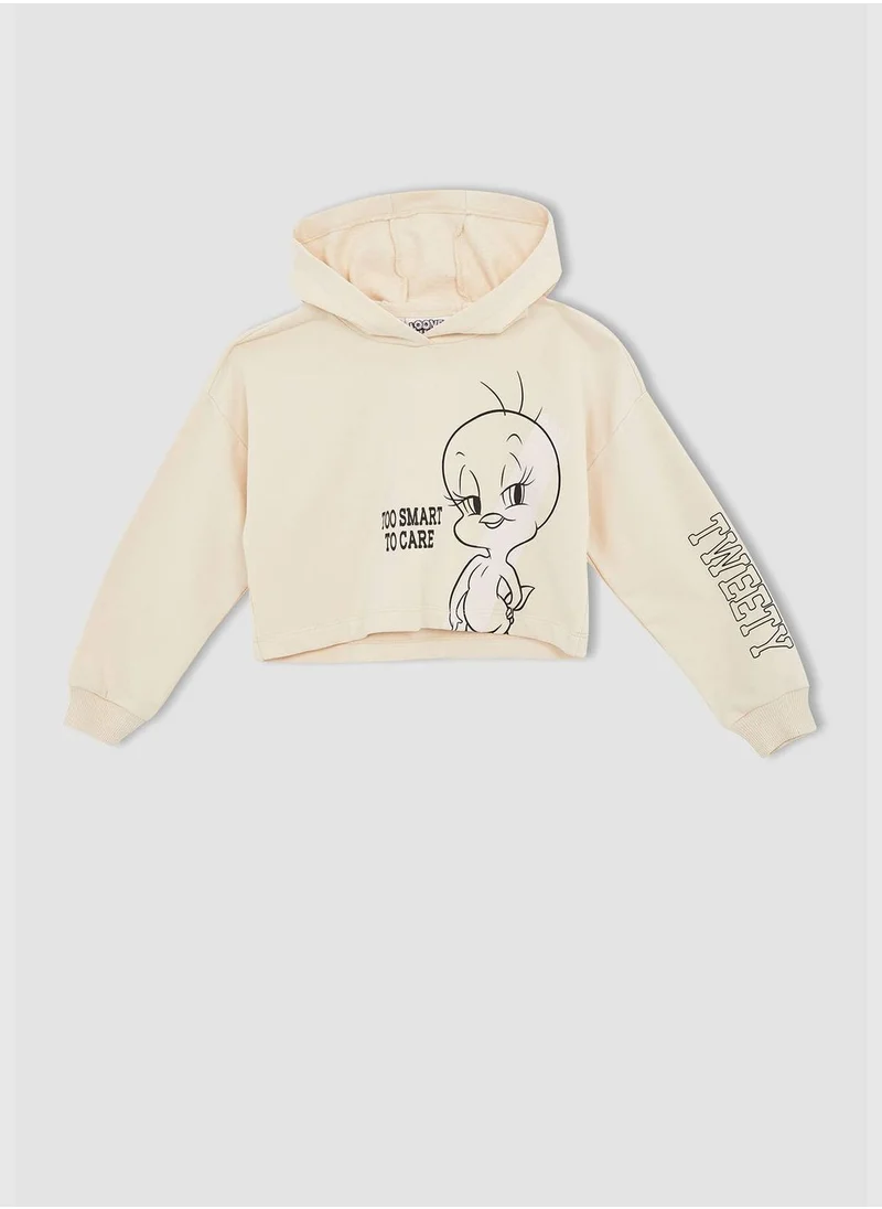 DeFacto Looney Tunes Licenced Long Sleeve Crop Hoodie