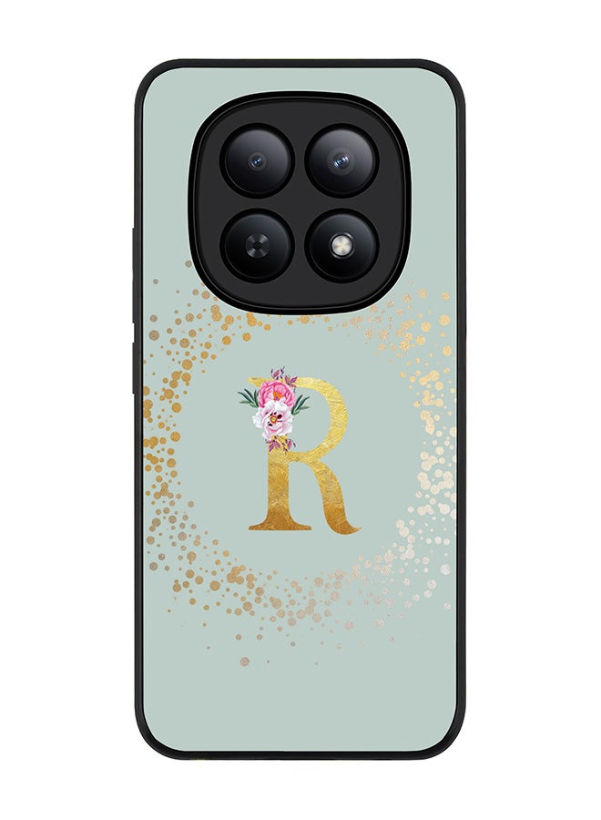 For Xiaomi Redmi Note 15 5G / Poco M8 Case,Slim fit Camera Protection, Shockproof Thin Phone cover  - Custom Monogram Floral - R  (Light Grey )