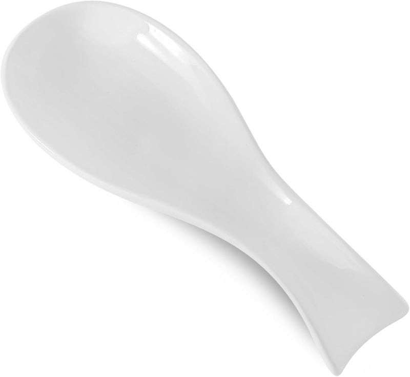 Hasense Spoon Rest for Stove Top, Cooking Spoon Holder for Kitchen Counter, Porcelain Utensil Rest for Spatula, Ladle and Tong, Modern Classic Kitchen Coffee Bar Decor, White - Image 1