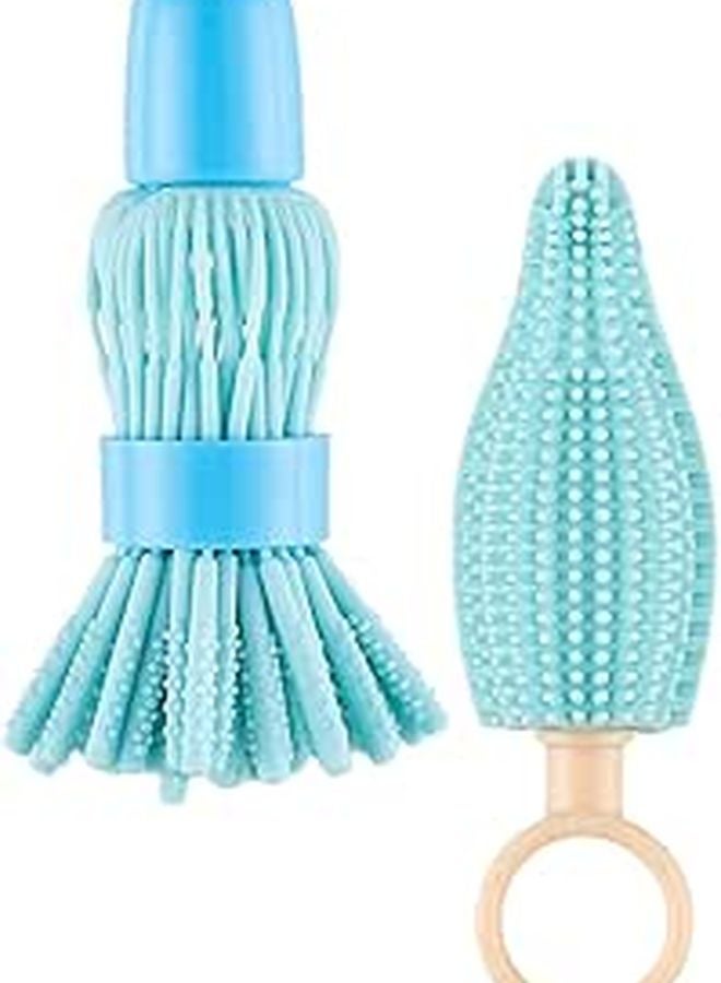 Portable Baby Bottle and Pacifier Cleaning Brush Set Blue for Travel and Home Use - Image 1
