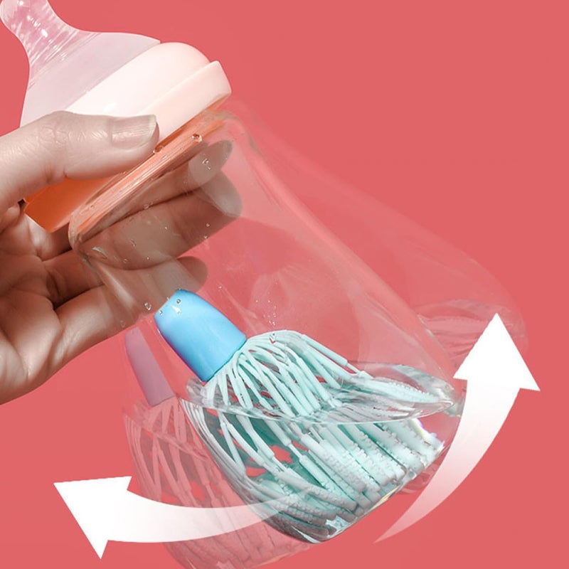 Portable Baby Bottle and Pacifier Cleaning Brush Set Blue for Travel and Home Use - Image 5