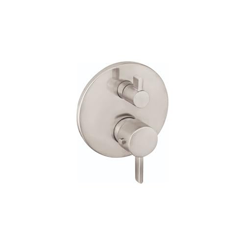 hansgrohe Ecostat Modern Thermostatic Shower Valve Trim with Temperature Control and Diverter in Brushed Nickel, 04231820 - Image 1
