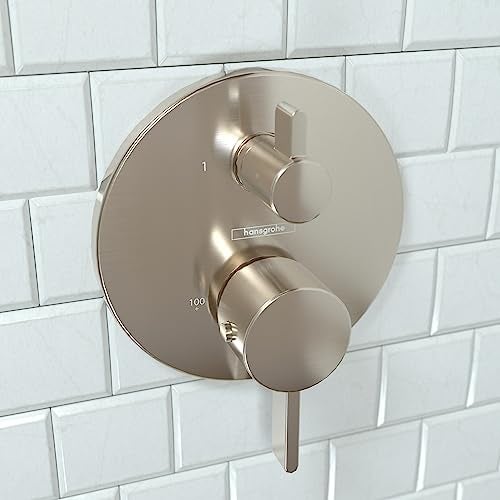 hansgrohe Ecostat Modern Thermostatic Shower Valve Trim with Temperature Control and Diverter in Brushed Nickel, 04231820 - Image 2
