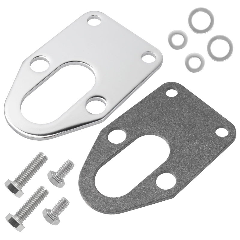 Tobaiwind 42493 Fuel Pump Mounting Plate with Bolts Fits Chevy Small Block Engine 265 283 305 307 327 350 400 Chrome Mounting Bolts Use for Mounting Mechanical Fuel Pumps - Image 2