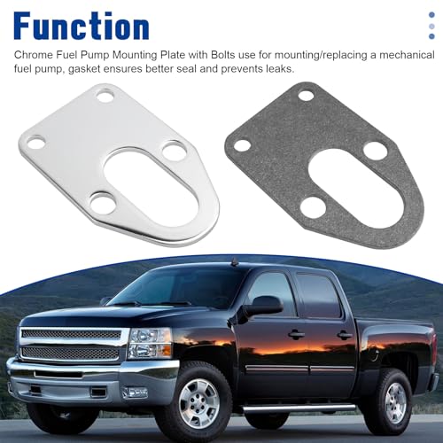 Tobaiwind 42493 Fuel Pump Mounting Plate with Bolts Fits Chevy Small Block Engine 265 283 305 307 327 350 400 Chrome Mounting Bolts Use for Mounting Mechanical Fuel Pumps - Image 5