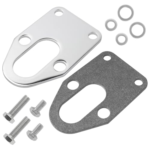 Tobaiwind 42493 Fuel Pump Mounting Plate with Bolts Fits Chevy Small Block Engine 265 283 305 307 327 350 400 Chrome Mounting Bolts Use for Mounting Mechanical Fuel Pumps - Image 1
