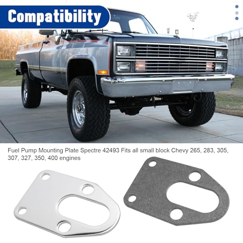 Tobaiwind 42493 Fuel Pump Mounting Plate with Bolts Fits Chevy Small Block Engine 265 283 305 307 327 350 400 Chrome Mounting Bolts Use for Mounting Mechanical Fuel Pumps - Image 3