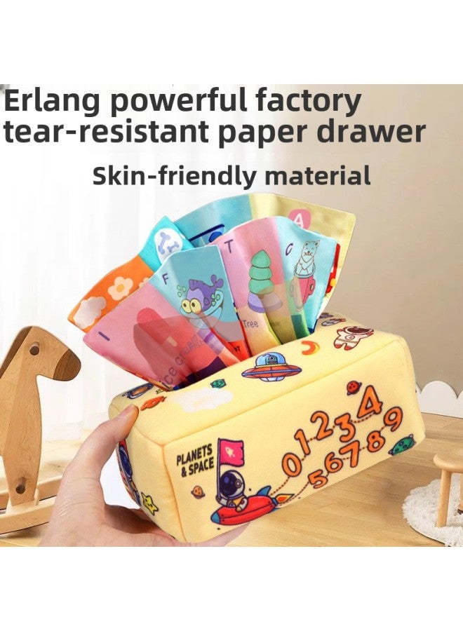 Baby Tear Tissue Box Baby Paper Box 0-1 Year Old Baby Can Bite Sucker Children's Teaching Cloth Book-Colour:Sea World  Upgraded Model  - Image 2