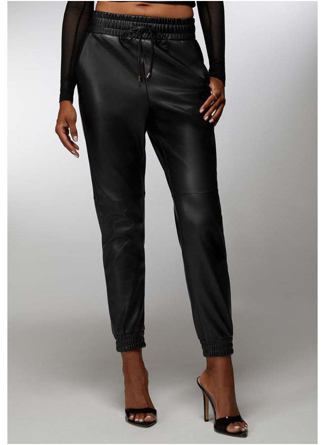 bebe Natural Waist Vegan Leather Jogger  - Image 2