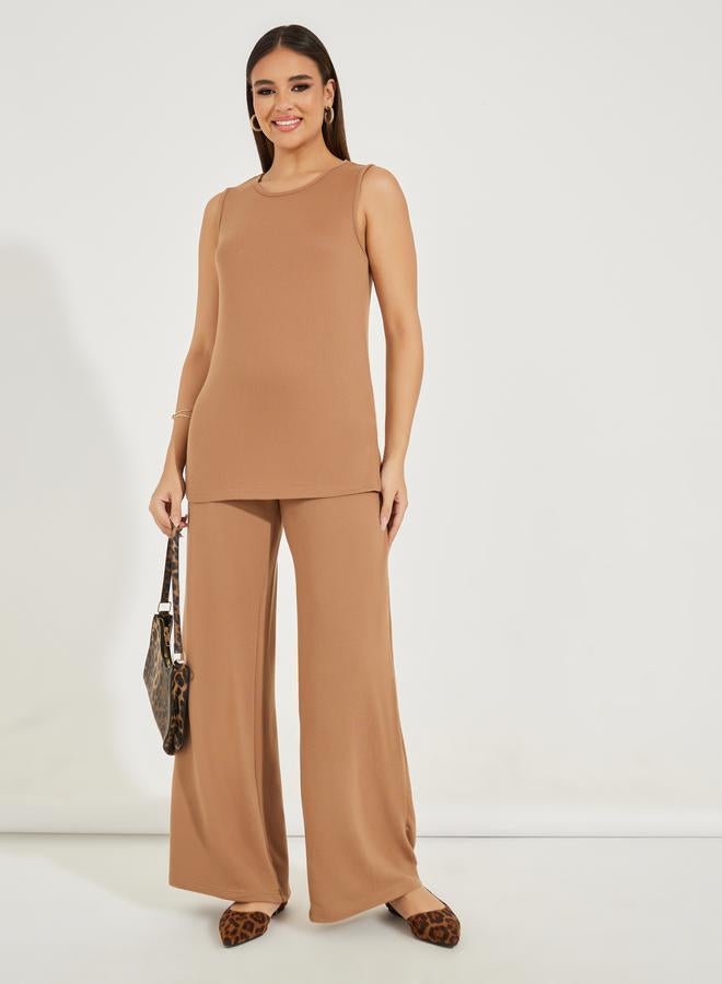 Styli Solid Round Neck Sleeveless Knit Top - Image 2
