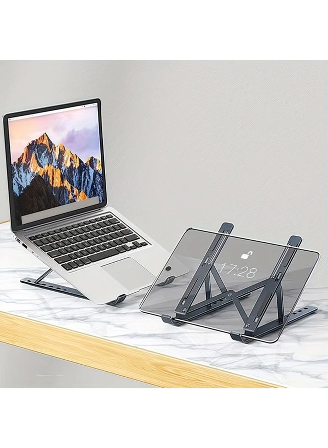 حامل كمبيوتر محمول معدني قابل للطي فضي، حامل مكتبي محمول للتبريد، حامل لوحي - Image 5