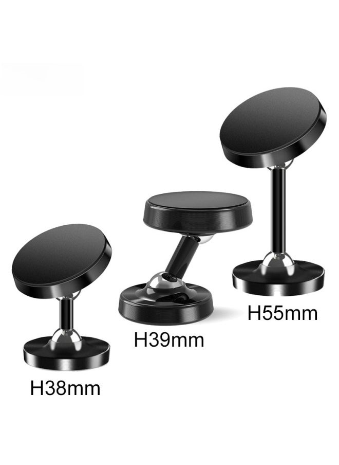 Dual-axis Alloy Ball Magnet Car Mount Holder 720-degree Rotation Vehicle Dual-joint Mobile Phone Stand Magnetic Navigation-Color:【Single Head General Magnetic Height 38mm】 Frosted Silver - Image 2