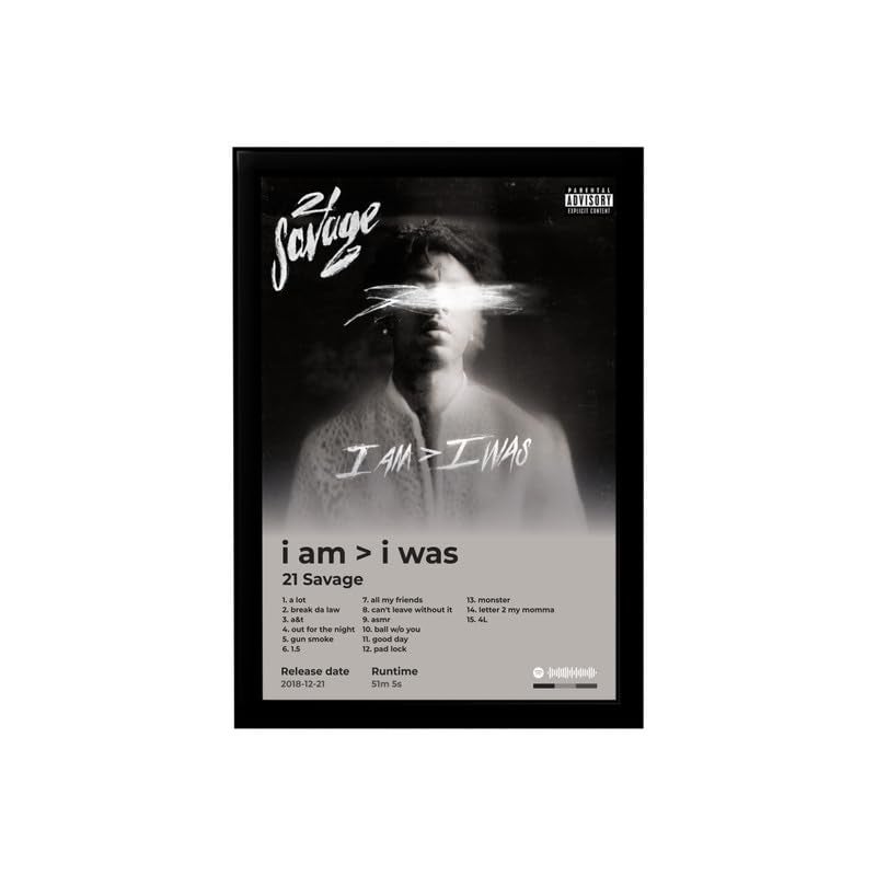 BLINKART BLINKART 21 SavageI am I Was Popular Music Album Hanging Wall Photo Frames 13x10 inch Decoration For Home Bedroom Living Room Aesthetics Artworks Spotify Song Link QR Code With Photo Frame 