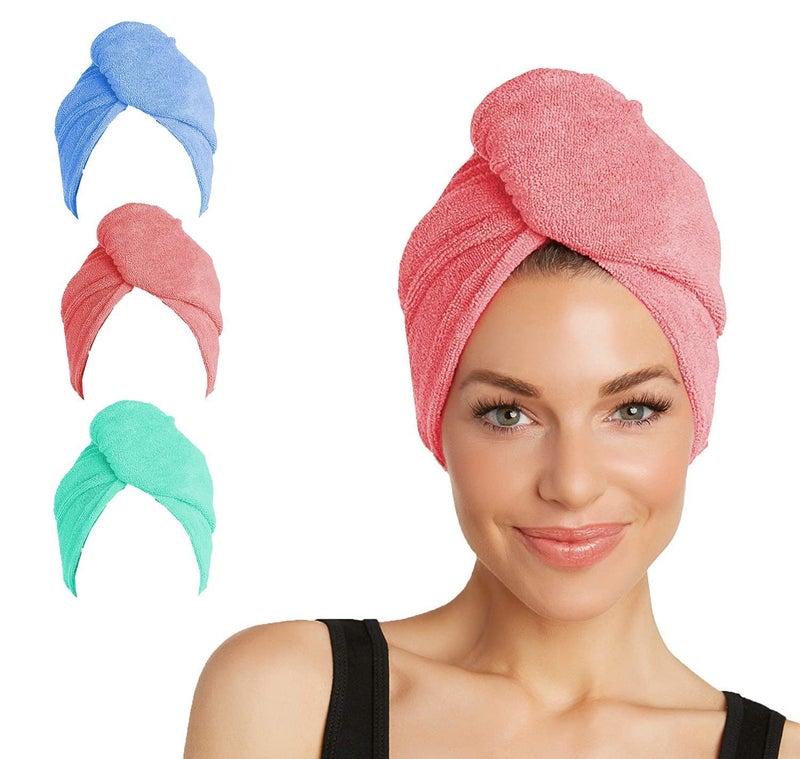 AG E-Com Doozie Women's Cotton Magic Hair Towel Wrap with Super Absorbent Quick Dry Stylish Lightweight Salon Shower Turban Cap - Image 1