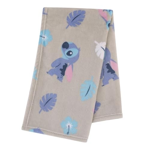 NoJo Disney Stitch Gray Blue Aqua and White Super Soft Plush Baby Blanket - Image 3