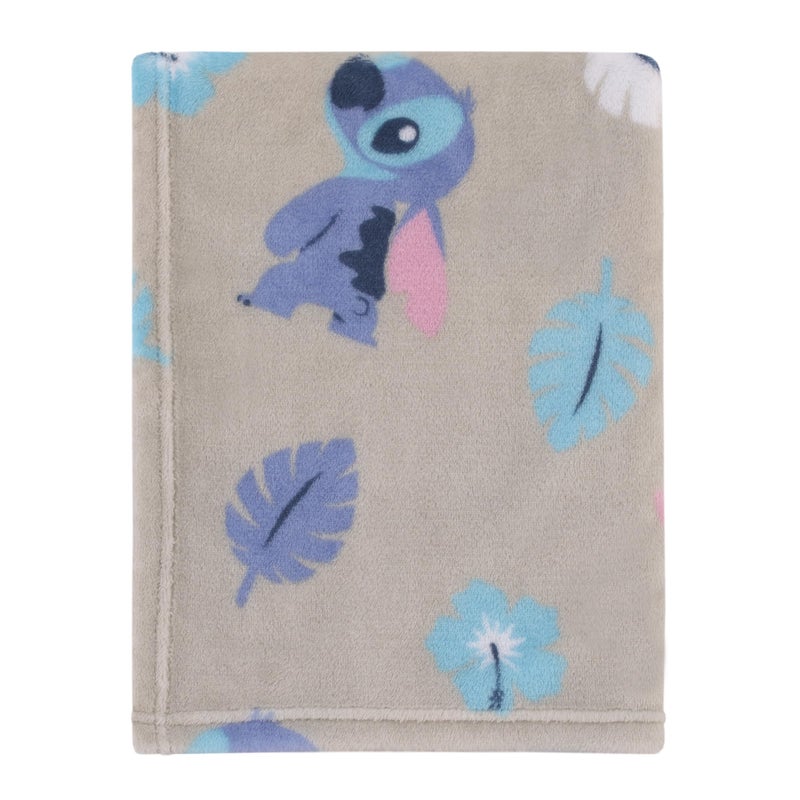 NoJo Disney Stitch Gray Blue Aqua and White Super Soft Plush Baby Blanket - Image 2