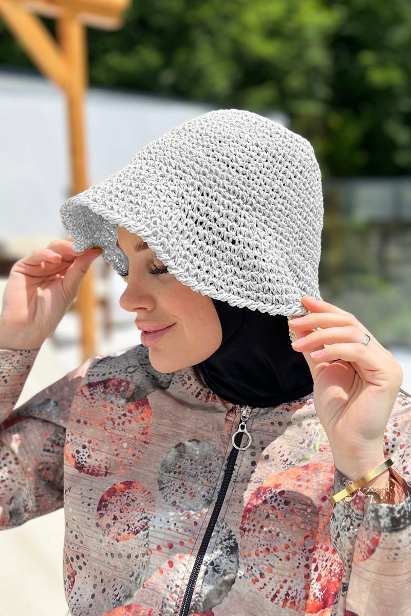 Remsa Mayo Handmade Knitted Straw Hat Rş-83 White  - Image 1