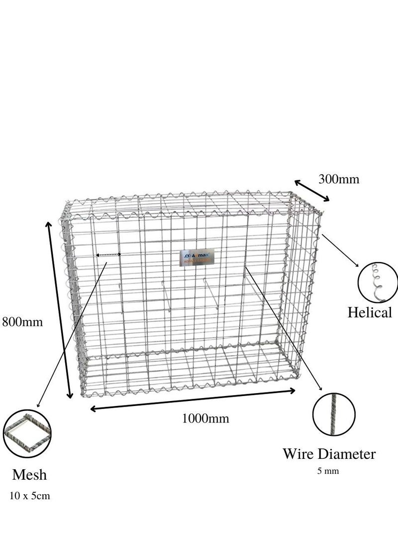 Admax Gabion Baskets Galvanized Steel with Outdoor Spiral 1000x800x300mm (LxWxH) With 4 Pack Boxes - pzsku/ZC0BA35B68EC840D00A86Z/45/_/1658144137/73890ee9-9503-4d79-ab01-d6e30f988340