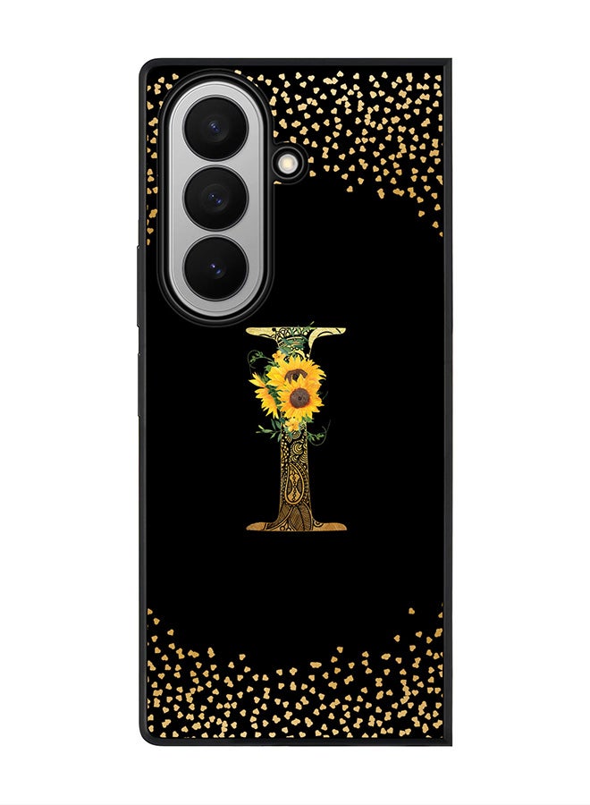 Stylizedd For Samsung Galaxy Z Fold7 Case,Slim fit Camera Protection, Shockproof Thin Phone cover  - Custom Floral Monogram - I ( Black )
