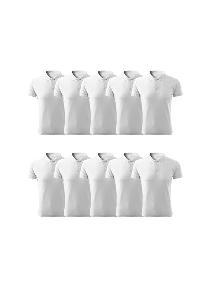 PRINTSHOP4ME Pack of 10 Pcs Men's Regular-Fit Golf Polo T-shirt Pure Cotton Short Sleeve 220 GSM Basic Colors  - Image 1