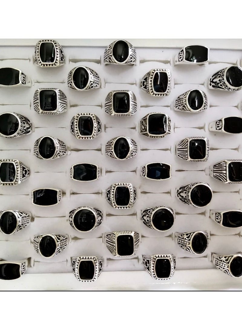 STRATEG 10 Pieces Ring Imitation Gem Personality Classic Fashionable Agate Stone Zinc Alloy Jewelry Gift for Trend Men Women - Image 5