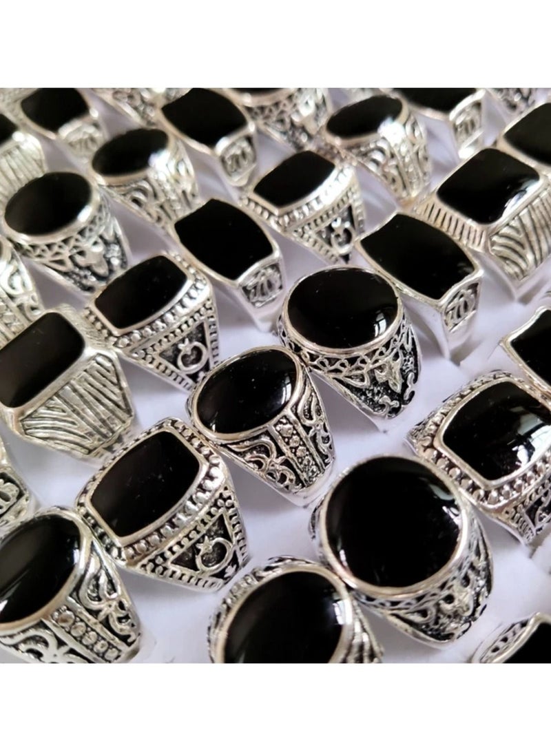 STRATEG 10 Pieces Ring Imitation Gem Personality Classic Fashionable Agate Stone Zinc Alloy Jewelry Gift for Trend Men Women - Image 3