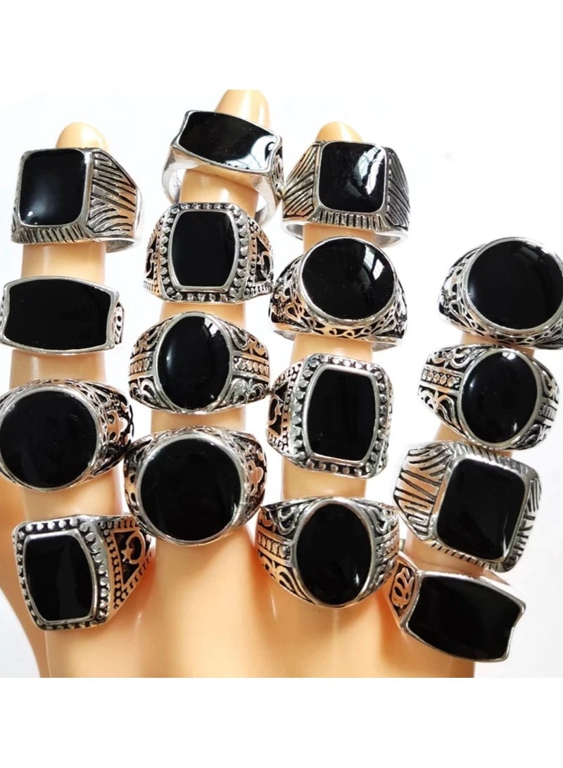 STRATEG 10 Pieces Ring Imitation Gem Personality Classic Fashionable Agate Stone Zinc Alloy Jewelry Gift for Trend Men Women - Image 1