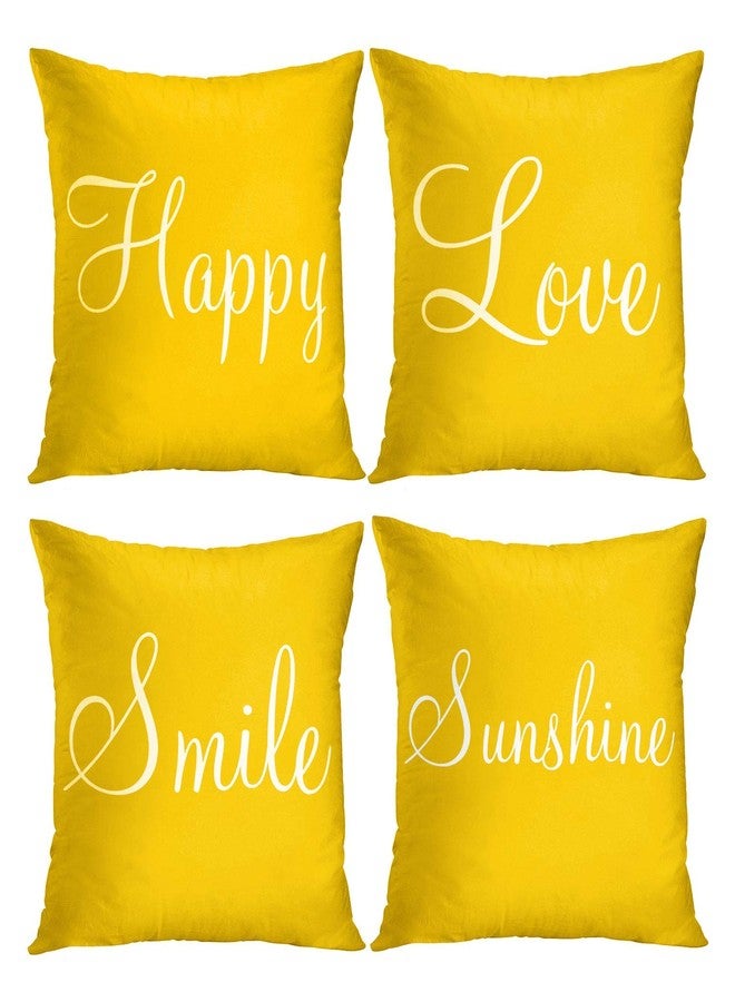 Britimes Yellow Set of 4 Throw Pillow Covers Furry Home Decor Pillow Cases Decorative 18X18 Inches Outdoor Cushion Couch Sofa Cojines Pillowcases Sunshine Happy Love Smile - Image 1