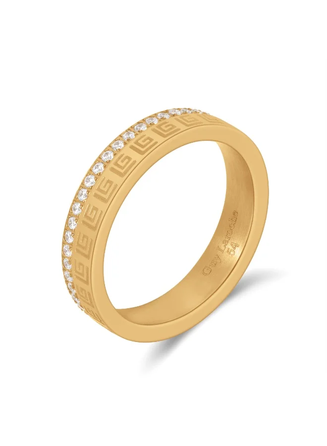 غاي لاروش خاتم أودري مطلي بالذهب مع كريستالات مقاس