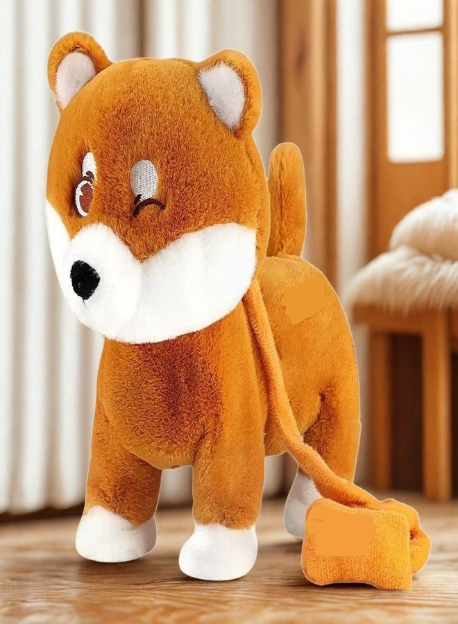 تيكلز لعبة حيوانية محشوة ناعمة على شكل جرو شيبا، هدية عيد ميلاد للأطفال من الأولاد والبنات (اللون: بني، الحجم: 26 سم) - Image 3