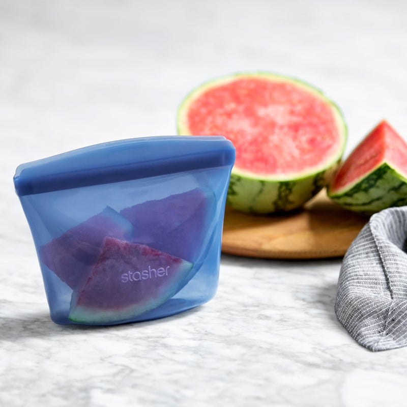 Stasher Premium Silicone Reusable Food Storage Bowl  Deep Ocean  Microwave  Sous Vide  Dishwasher  Oven and Freezer Safe  BPA Free  Leak-free  Eco-friendly  1-Cup Bowl - Image 5