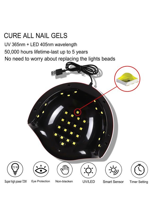 ISTOYALL 117 PCS Portable Electric Nail Drill Polish File Kit with 72W UV LED Nail Lamp Gel Manicure Dryer Lamp,Acrylic Nails Gel Polishing Shape Tools Supplies Set,Manicure Pedicure Nail Files DIY Decoration - Image 3