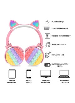General Cat Ear Kids Headphones, Cute LED Illuminated Bluetooth Kids Headphones, Wireless Bluetooth Headphones with Silicone, Stereo Noise Cancelling Over-Ear Headphones for Girls Ladies  - Image 2