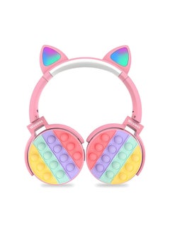 General Cat Ear Kids Headphones, Cute LED Illuminated Bluetooth Kids Headphones, Wireless Bluetooth Headphones with Silicone, Stereo Noise Cancelling Over-Ear Headphones for Girls Ladies  - Image 1