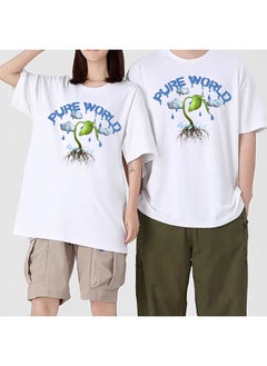 Heavy Cotton Fabric Summer Pure Cotton Short Sleeved Unisex T-shirt Oversized and Fashionable Couple Shirt