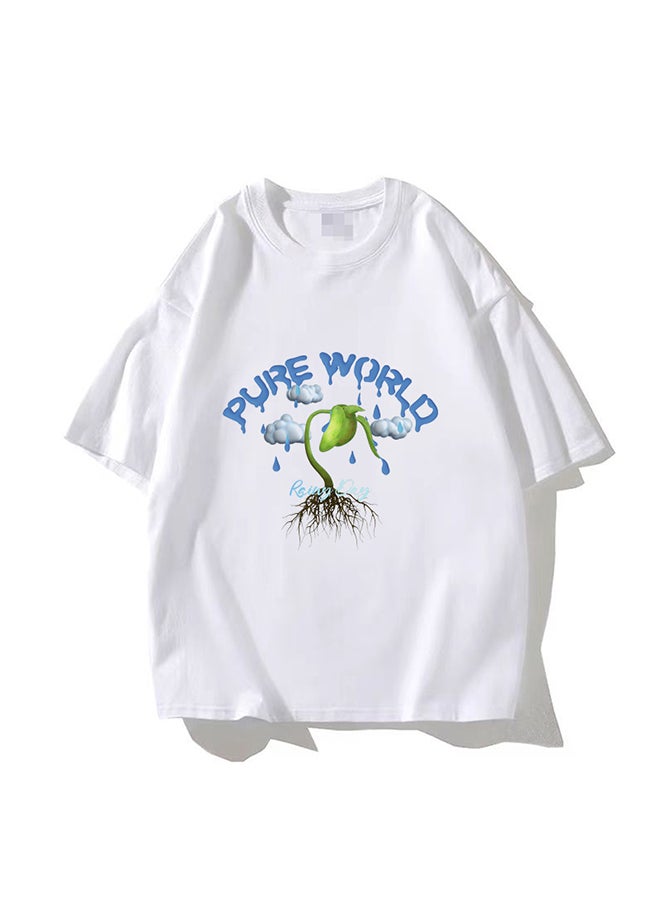 NIBEMINENT - Heavy Cotton Fabric Summer Pure Cotton Short Sleeved Unisex T-shirt Oversized and Fashionable Couple Shirt - Image 1
