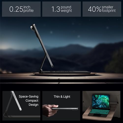 typecase Edge Keyboard Case for iPad 11th Gen A16 (2025) & 10th Gen 10.9" (2022) – Multi-Touch Trackpad, 11-Color Backlit Magic-Style Keyboard – Floating Magnetic Stand, Pencil Holder – Black - Image 4