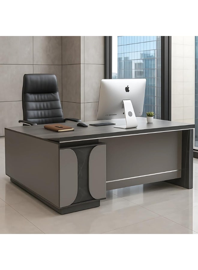 سلشا طاولة مكتب حديثة على شكل حرف L مع أدراج جانبية، مكتب مكتب، طاولة كمبيوتر 160x80x75 سم - Image 1