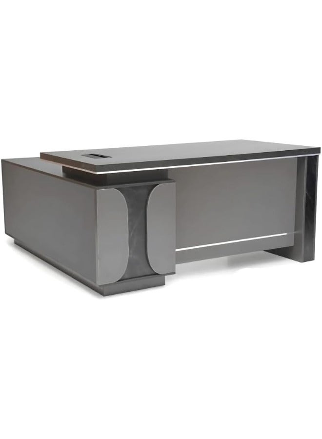 سلشا طاولة مكتب حديثة على شكل حرف L مع أدراج جانبية، مكتب مكتب، طاولة كمبيوتر 160x80x75 سم - Image 2