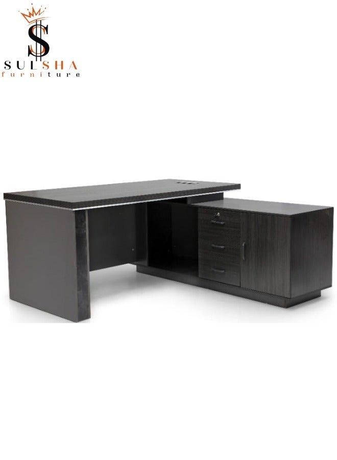 Modern L Shape Office Table with Side Drawers , Office Desk , Computer Table 160x80x75Cm