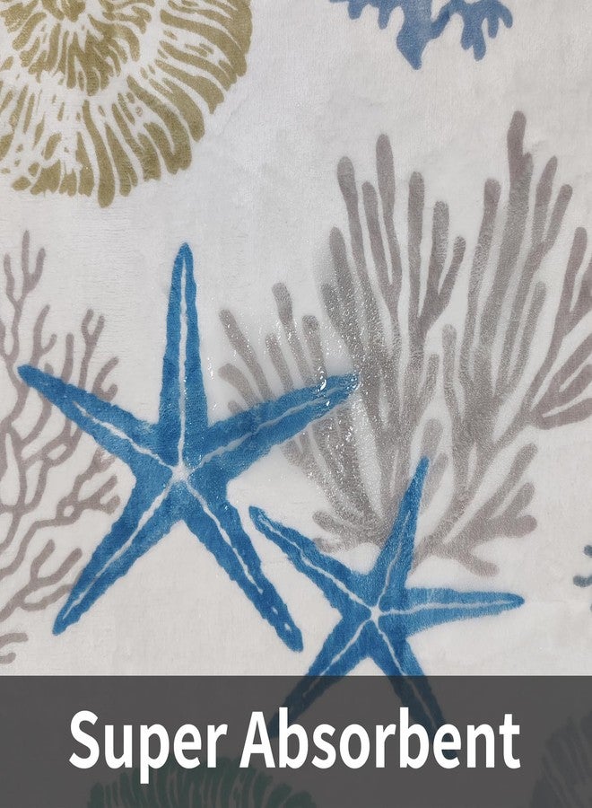 BBSET Blue Sea Curved Bath Rug, 18 x 57 inch Non Slip Microfiber Soft Absorbent Bathroom Mats for Corner Bath Tub Quadrant Shower Stall (Sea) - Image 5